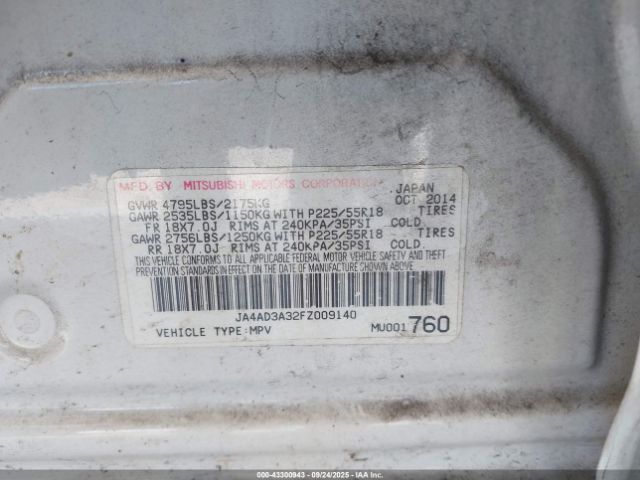2015 MITSUBISHI OUTLANDER JA4AD3A32FZ009140 Photo 8