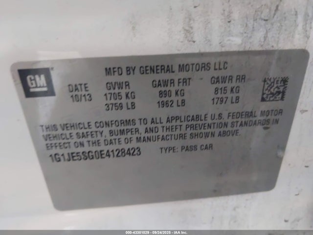 Chevrolet lwe 2014 1G1JE5SG0E4128423 Image 9