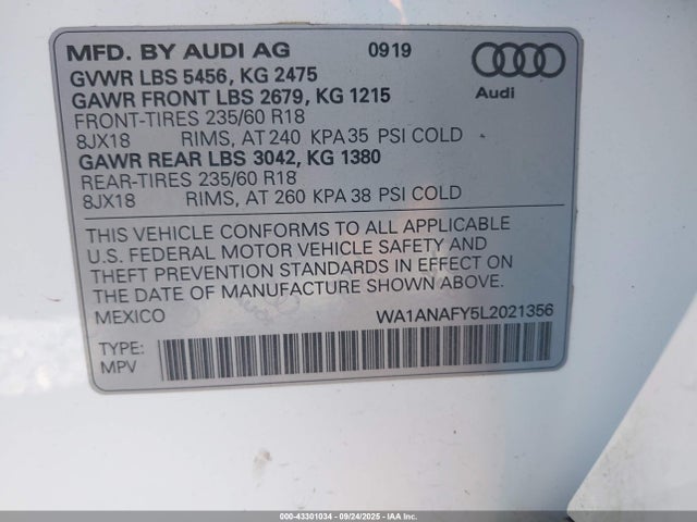 2020 AUDI Q5 WA1ANAFY5L2021356 Photo 8
