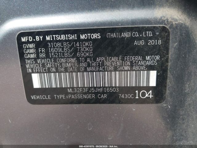 2018 MITSUBISHI MIRAGE G4 ML32F3FJ5JHF16503 Photo 8
