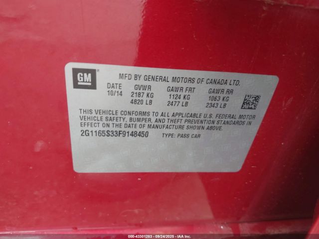 2015 CHEVROLET IMPALA 2G1165S33F9148450 Photo 8