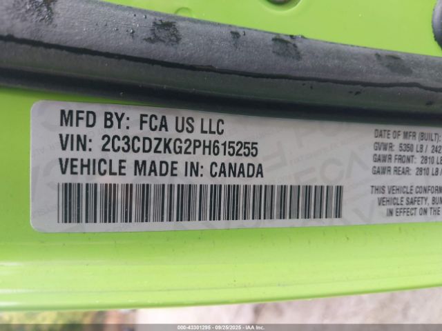 2023 DODGE CHALLENGER 2C3CDZKG2PH615255 Photo 8