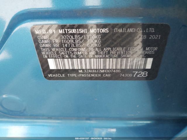 2021 MITSUBISHI MIRAGE ML32AUHJ2MH007486 Photo 8