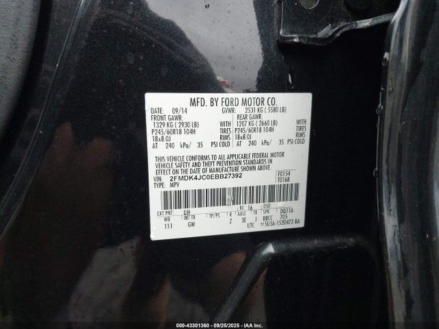 Ford 2014 2014 2FMDK4JC0EBB27392 Image 9