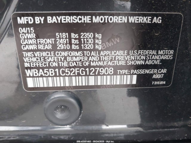 BMW 535i 2015 WBA5B1C52FG127908 Image 9
