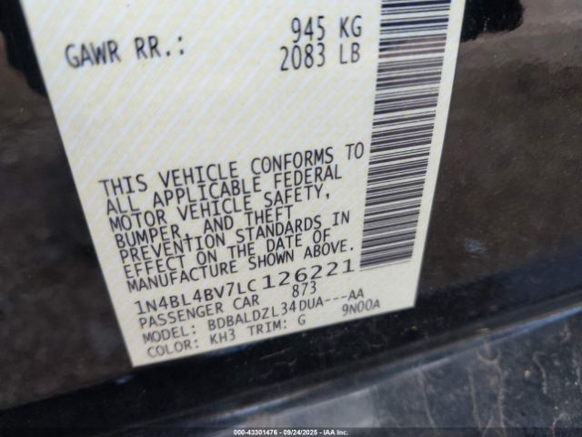 2020 NISSAN ALTIMA 1N4BL4BV7LC126221 Photo 8