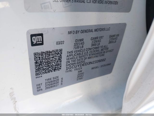 2022 CHEVROLET SILVERADO 1500 LTD 1GCUYDED3NZ226002 Photo 8