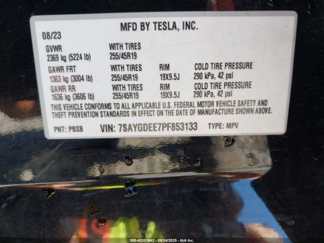 2023 TESLA MODEL Y 7SAYGDEE7PF853133 Photo 8