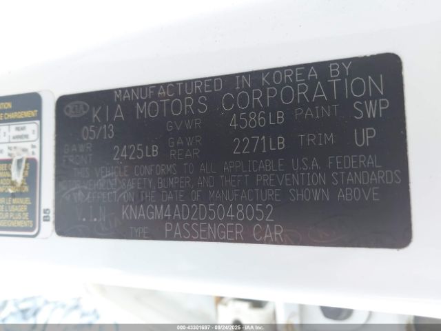 2013 KIA OPTIMA HYBRID KNAGM4AD2D5048052 Photo 8