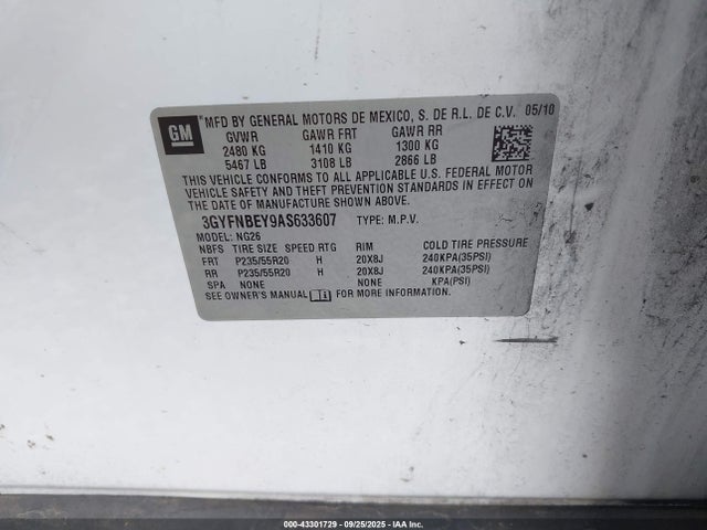 2010 CADILLAC SRX 3GYFNBEY9AS633607 Photo 8