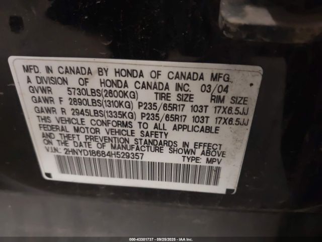2004 ACURA MDX 2HNYD18684H529357 Photo 8