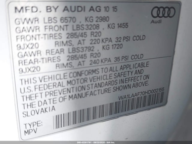 2017 AUDI Q7 WA1LAAF70HD002155 Photo 8