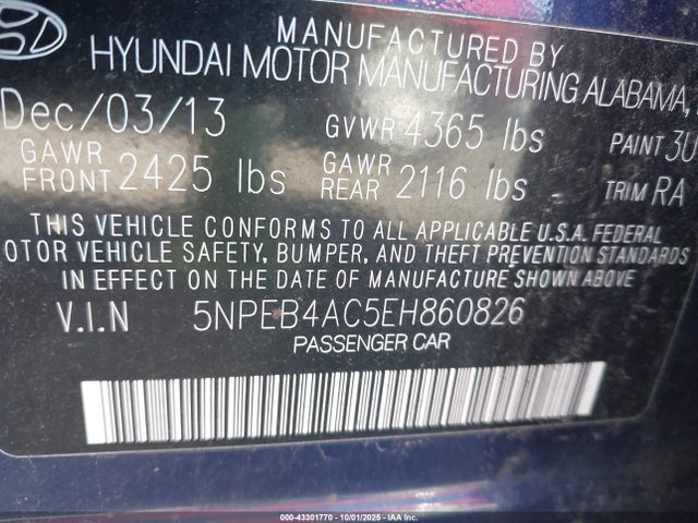 Hyundai gamma 2014 5NPEB4AC5EH860826 Image 9