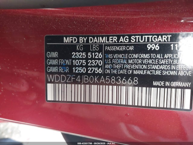 Продажа на аукционе авто 2019 Mercedes-benz E 300, vin: WDDZF4JB0KA583668, номер лота: 43301799