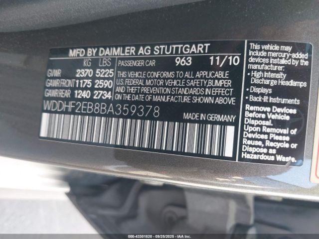 2011 MERCEDES-BENZ E 350 BLUETEC WDDHF2EB8BA359378 Photo 8