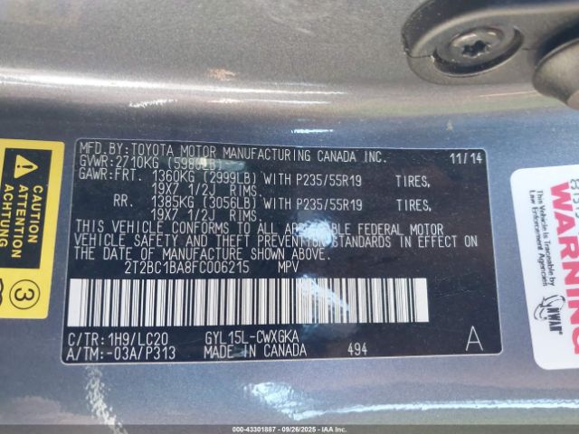 2015 LEXUS RX 450H 2T2BC1BA8FC006215 Photo 8