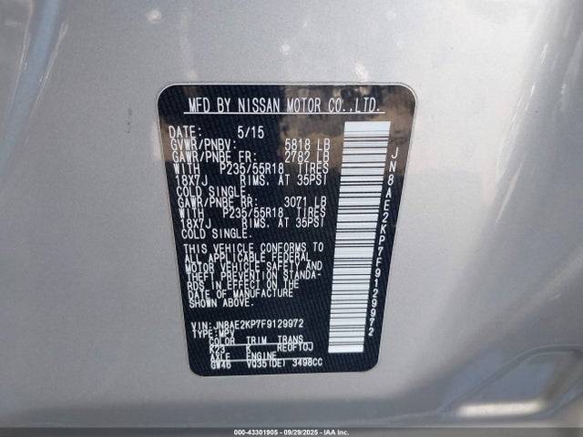 JN8AE2KP7F9129972 Nissan 2015