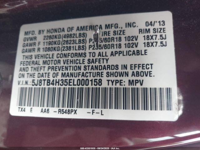 2014 ACURA RDX 5J8TB4H35EL000158 Photo 8