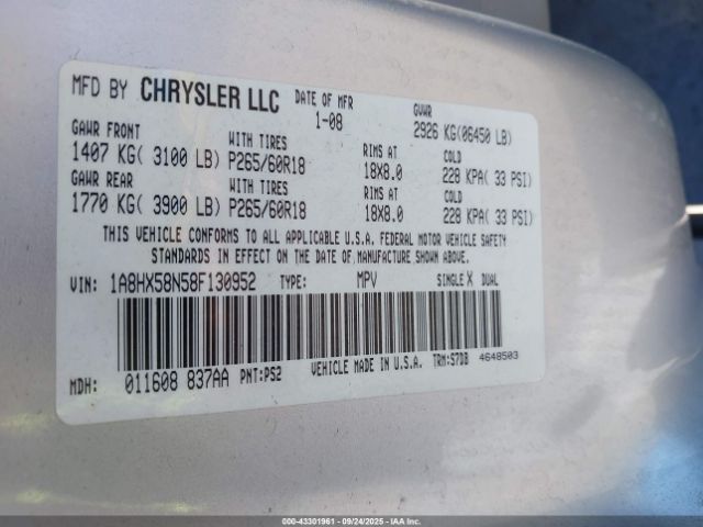 2008 CHRYSLER ASPEN 1A8HX58N58F130952 Photo 8