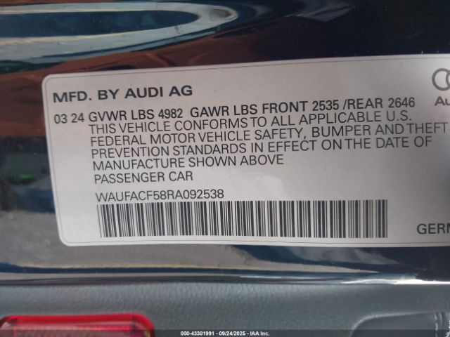 2024 AUDI A5 SPORTBACK WAUFACF58RA092538 Photo 8