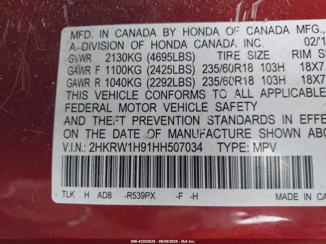 2HKRW1H91HH507034 Honda CR-V