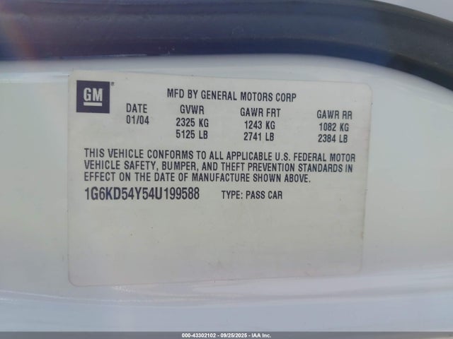 2004 CADILLAC DEVILLE 1G6KD54Y54U199588 Photo 8