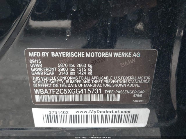 WBA7F2C5XGG415731 BMW 2016