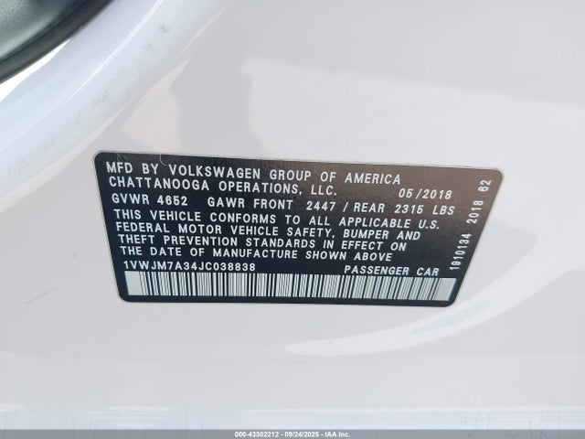 1VWJM7A34JC038838 Volkswagen fsi