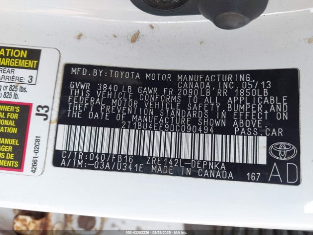 2013 TOYOTA COROLLA 2T1BU4EE9DC090494 Photo 8