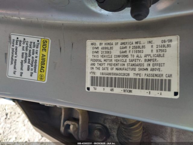 2009 ACURA TL 19UUA86599A002628 Photo 8