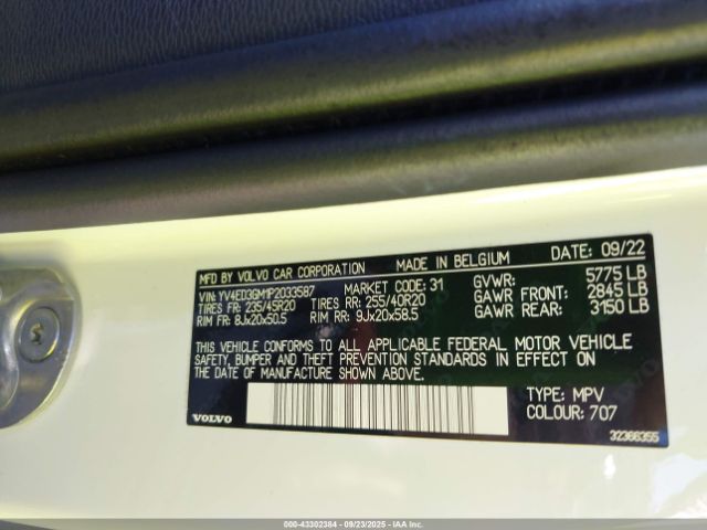 2023 VOLVO C40 RECHARGE PURE ELECTRIC YV4ED3GM1P2033587 Photo 8