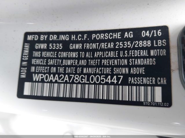 2016 PORSCHE PANAMERA WP0AA2A78GL005447 Photo 8