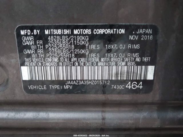 2017 MITSUBISHI OUTLANDER JA4AZ3A35HZ015762 Photo 8