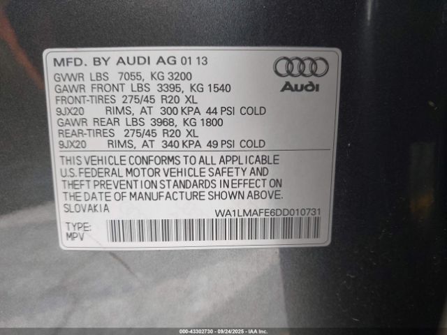 2013 AUDI Q7 WA1LMAFE6DD010731 Photo 8