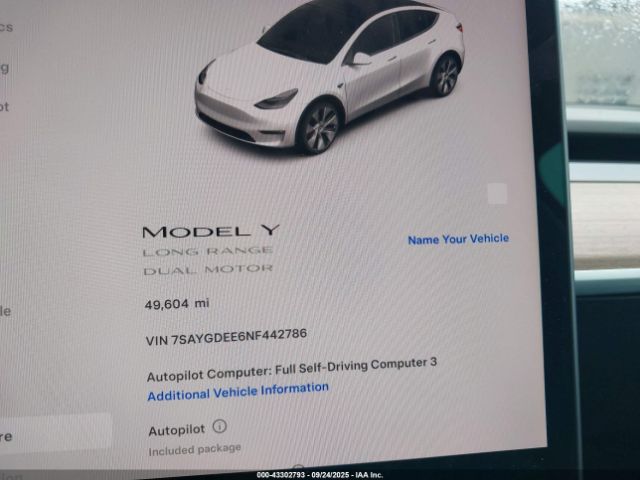 2022 TESLA MODEL Y 7SAYGDEE6NF442786 Photo 6