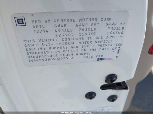 1995 CADILLAC DEVILLE 1G6KD52B6SU252522 Photo 8