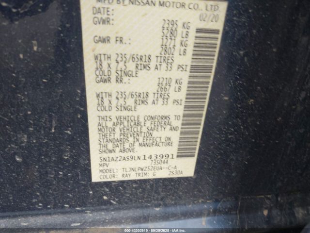 2020 NISSAN MURANO 5N1AZ2AS9LN143991 Photo 8