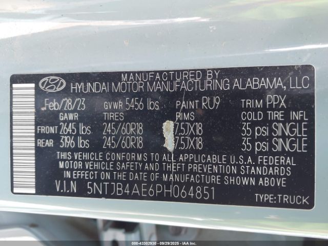 2023 HYUNDAI SANTA CRUZ 5NTJB4AE6PH064851 Photo 8