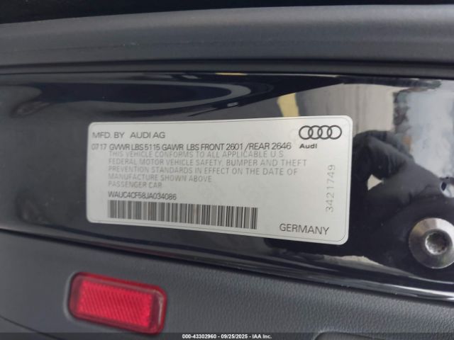 2018 AUDI S5 WAUC4CF58JA034086 Photo 8