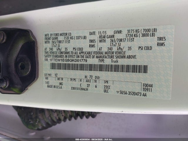 Ford F-150 2016 1FTEW1EG5GKD01779 Image 9