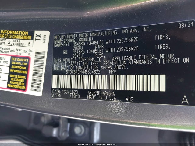 5TDXBRCH4MS534622 Toyota a25a-fxs, 5nm+4nm