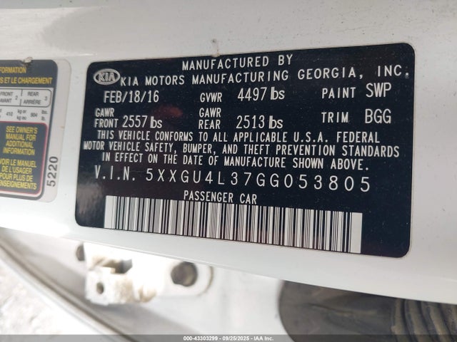 5XXGU4L37GG053805 KIA t-gdi theta ii