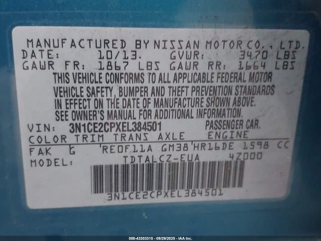 Nissan 2014 2014 3N1CE2CPXEL384501 Image 9