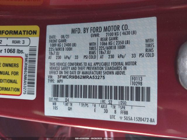 2021 FORD BRONCO SPORT 3FMCR9B62MRA53275 Photo 8