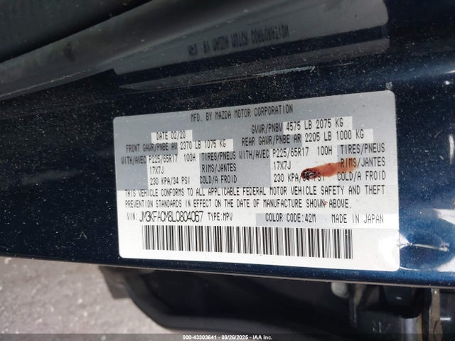 JM3KFACM8L0804067 Mazda Cx-5 Touring