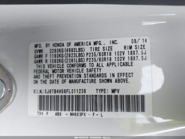 2015 ACURA RDX 5J8TB4H56FL011236 Photo 8