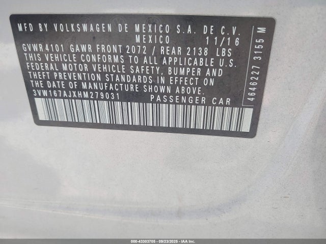 3VW167AJXHM279031 Volkswagen 1.4 tsi