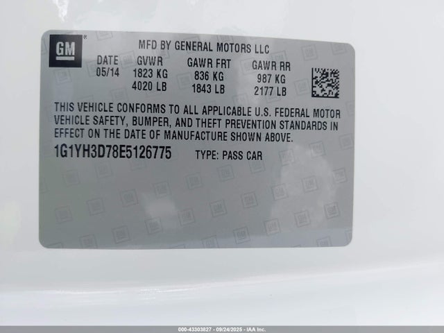 2014 CHEVROLET CORVETTE STINGRAY 1G1YH3D78E5126775 Photo 8