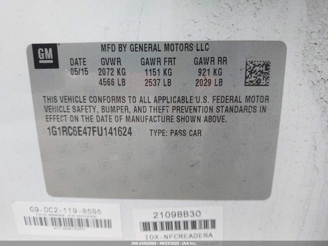 1G1RC6E47FU141624 Chevrolet luu - ffv, e-flex, fam 0