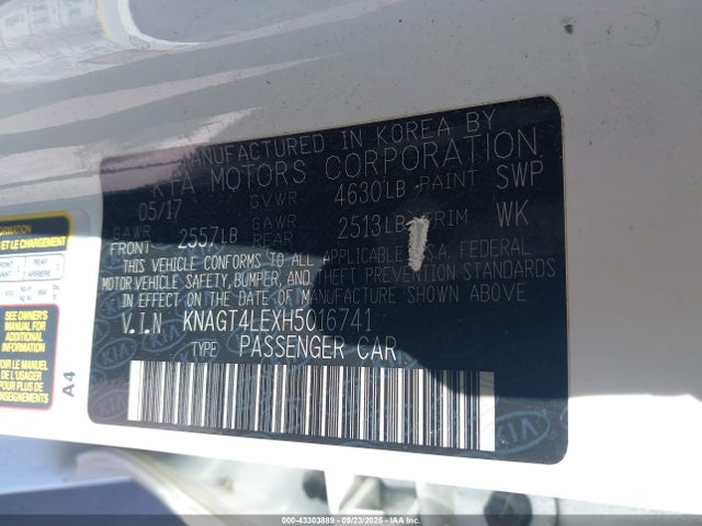 KIA 2017 2017 KNAGT4LEXH5016741 Image 9